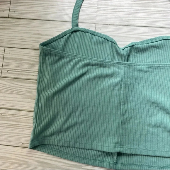 Pacsun teal ribbed halter crop top size large - Picture 7 of 9